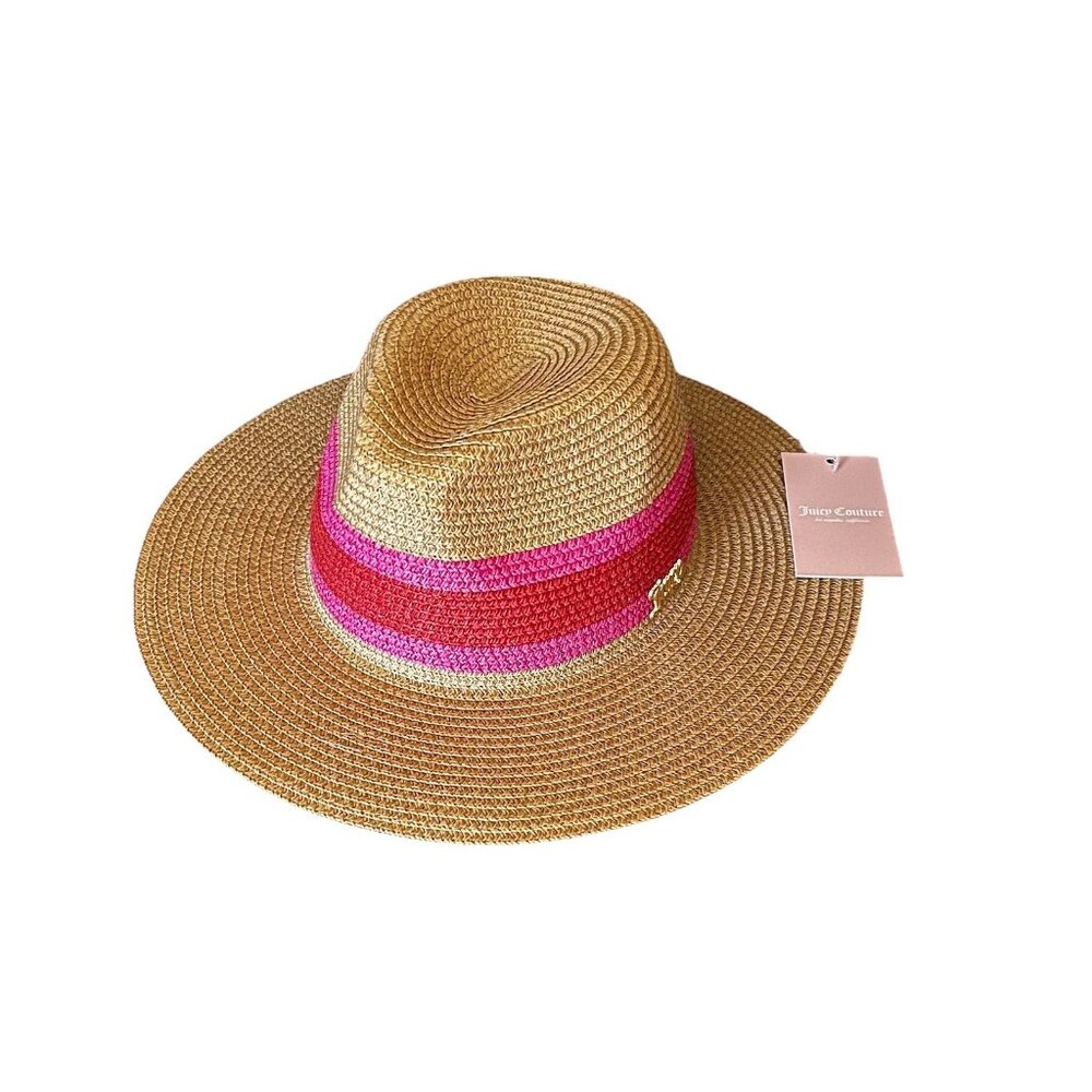 juicy couture straw fedora straw hat pink and red